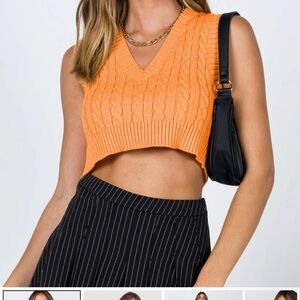 Orange Cable Knit Crop Top